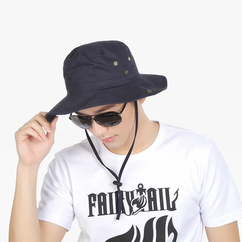 

Harajuku bucket hat for men solid summer sun hat Panama Safari Boonie Sun Hats Bucket Hat With String Fisherman fishing cap