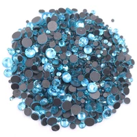 mix size aquamarine glass beads crystals strass glue rhinestones fabric garment shiny stones hotfix rhinestones for clothes gems