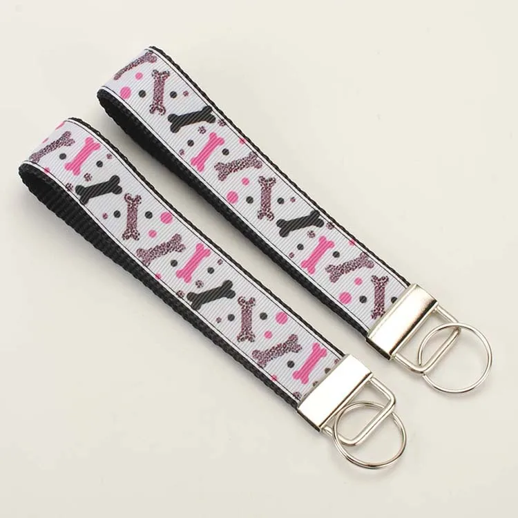 key fob 2pieces Одиночный поводок для собак, ошейник для собак, ремень безопасности, брелок для ключей, 1 дюйм нейлоновая лента с рисунком - Цвет: key fob 2pieces