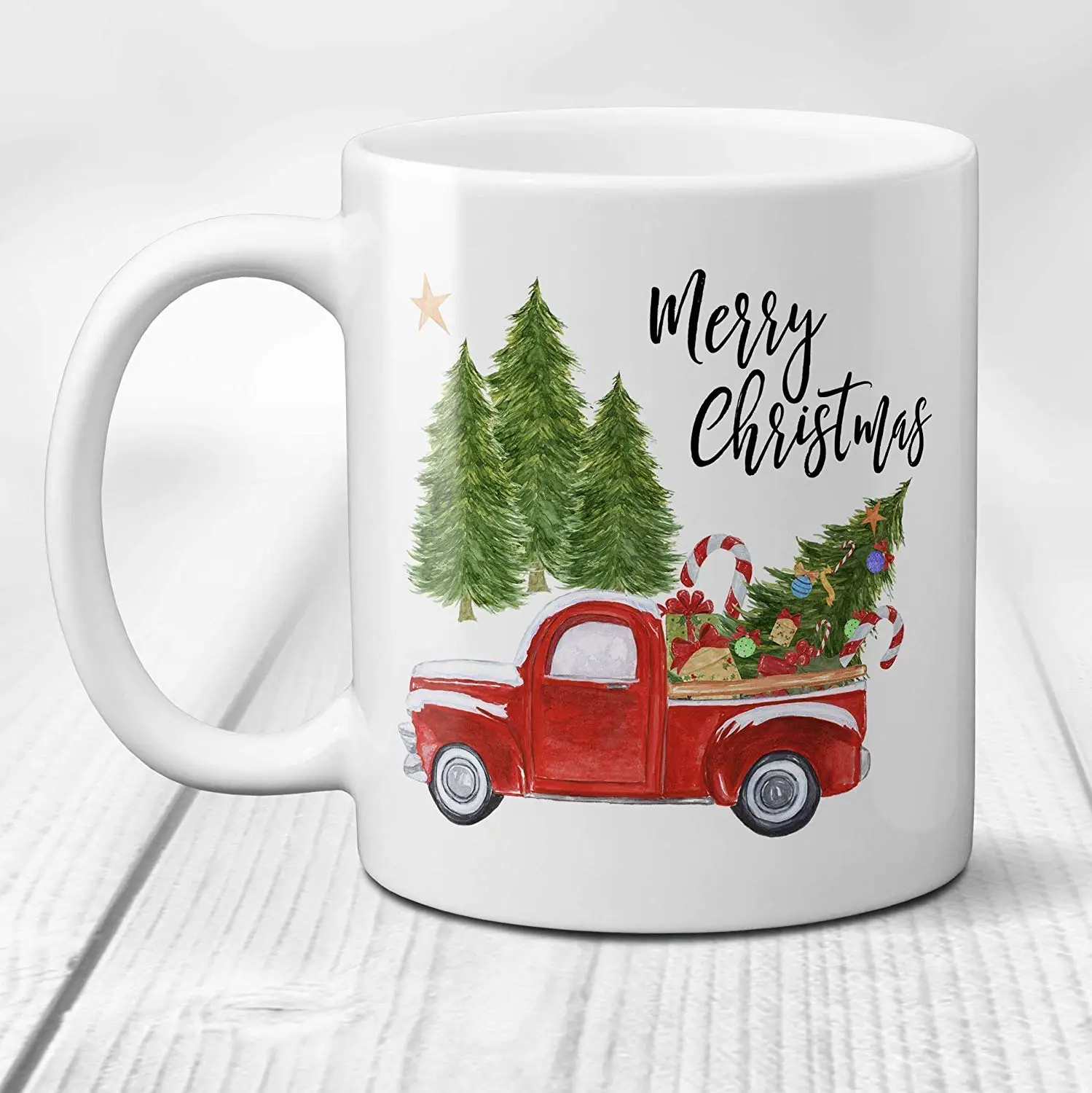 Счастливого Рождества Кофе кружка с винтажный Красный грузовик и рождественской