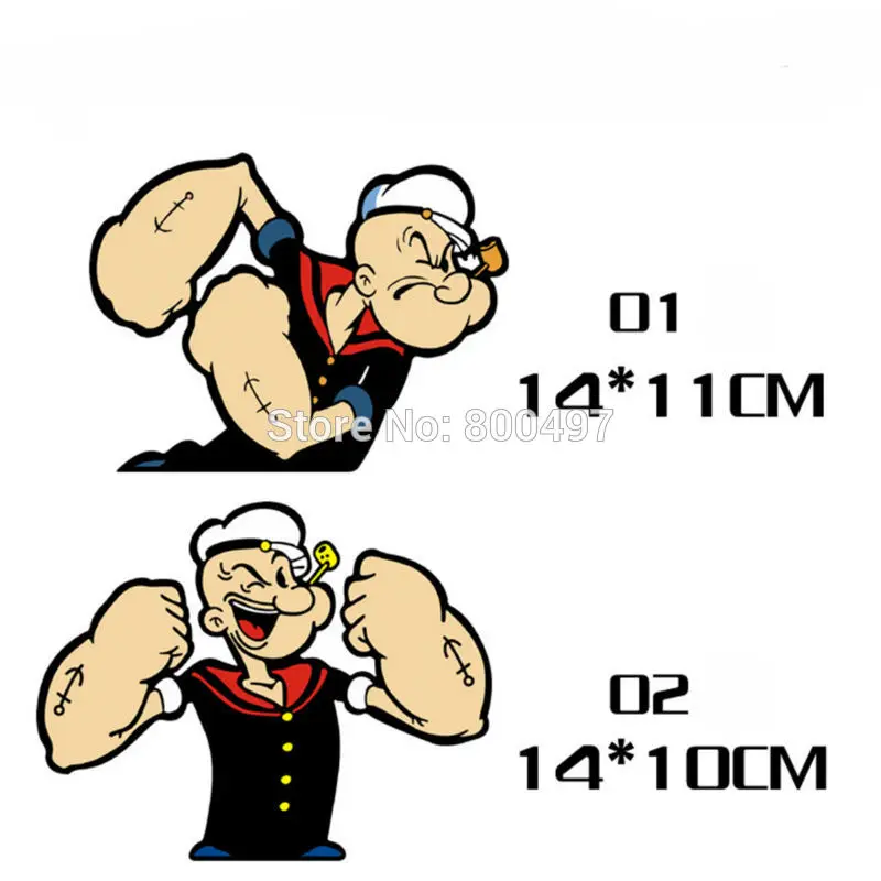 10 x новейшие Стикеры для стайлинга автомобиля забавные Popeye матросские мышцы