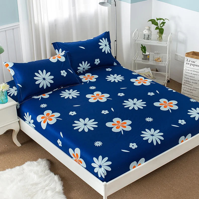 100% хлопок простой и щедрый темно синий сон цветочный узор Простыня Постельное