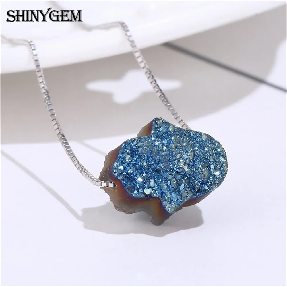 Женский браслет-цепочка ShinyGem подвеска-Хамса из натурального Druzy камня Будды