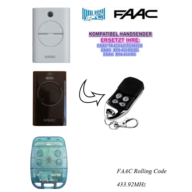Пульт дистанционного управления для faac XT2/XT4/TE4433H/787452/433LC плавающий код 433.92 мГц