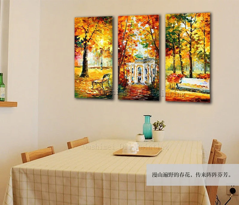 Ручная роспись высокое качество три комбинации ножей пейзаж картина маслом на