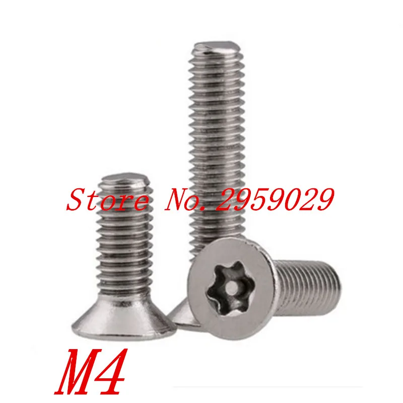 100 шт. DIN7991 M4 * 6/8/10/12/16/20/25/30 Torx плоская головка защищенный защитный винт A2 из