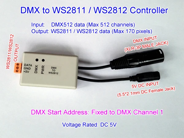 Контроллер DMX до 5 В WS2811 WS2812 SK6812 170 пикселей вход DC5V|dmx shoes|dmx outdoordmx console |
