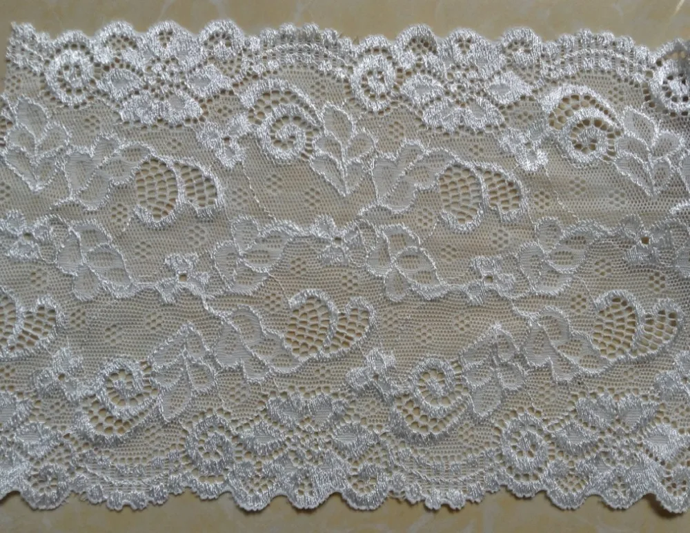 

15cm white exquisite elastic jacquard lace, soft and elegant stretch lace trimming,XERY137a