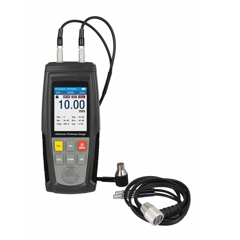 

WT130A Digital Ultrasonic Thickness Gauge Sheet Metal Plastic Glass Tester Range:1.0-300mm steel Color LCD Sound Velocity Meter
