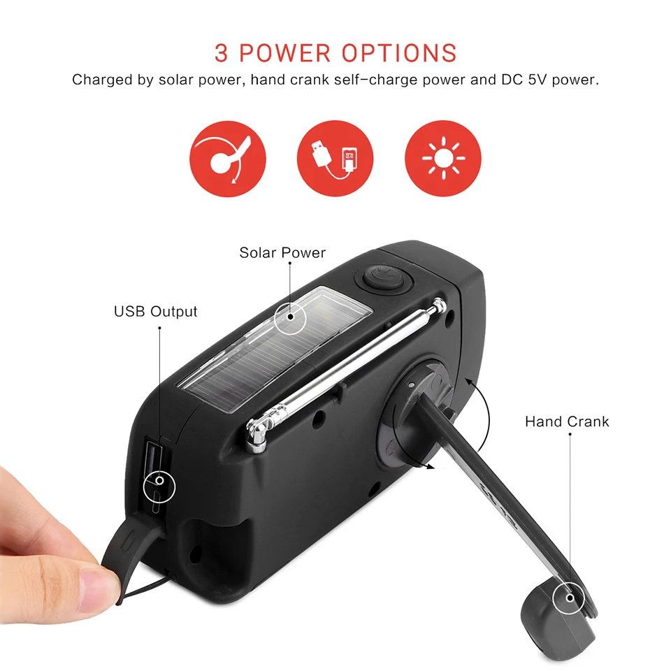 Портативный солнечный FM радио USB рукоятка автономное зарядное устройство для