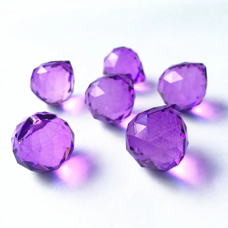 

30pcs Faceted Crystal 20mm Dark Purple K9 Chandelier Balls (Free Rings) For Diy Crystal Beads Curtain Pendant Home Decoration