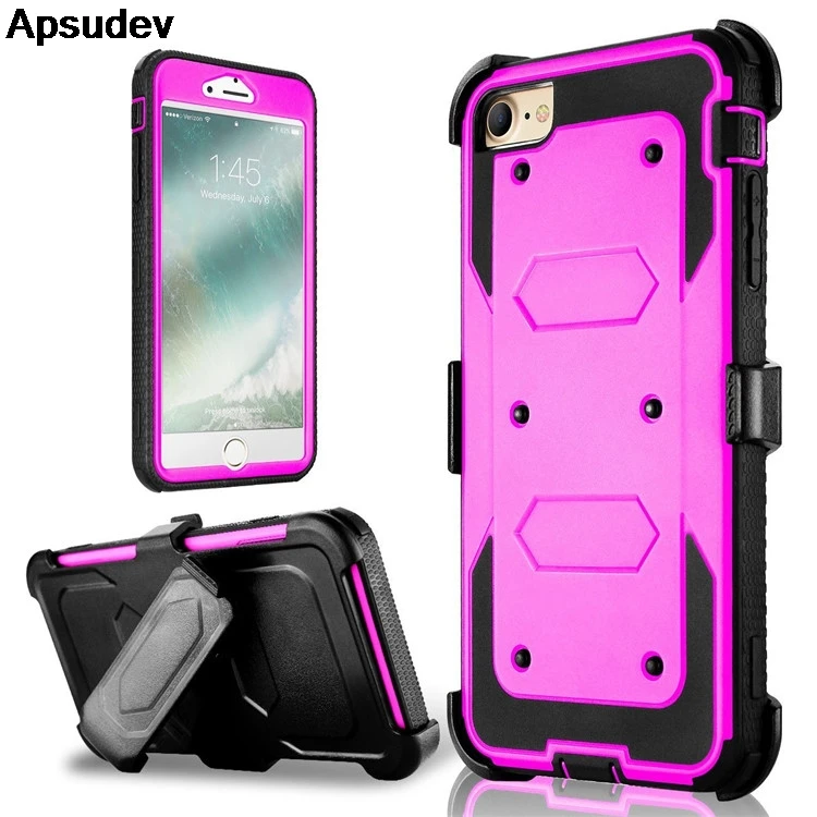 

Защитные Чехлы Apsudev для iphone 7, 7 Plus, 6, 6s Plus, PC чехол, мягкий гибридный защитный чехол из ТПУ с краями для 8, 8 Plus, SE с зажимом для ремня