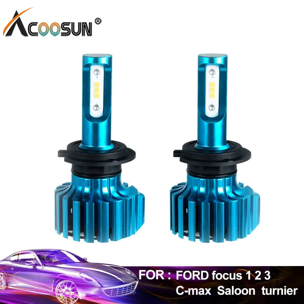 AcooSun светодиодный автомобильный фонарь 6500K для Ford FOCUS 1 2 3 C max салун turnie 10000лм 72 Вт