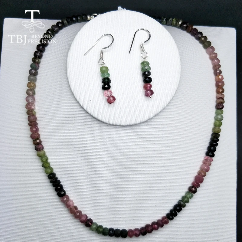 

TBJ ,100% Natural fancy color tourmaline gemstone neacklace with 925 silver clasp,luxury big size necklace with box