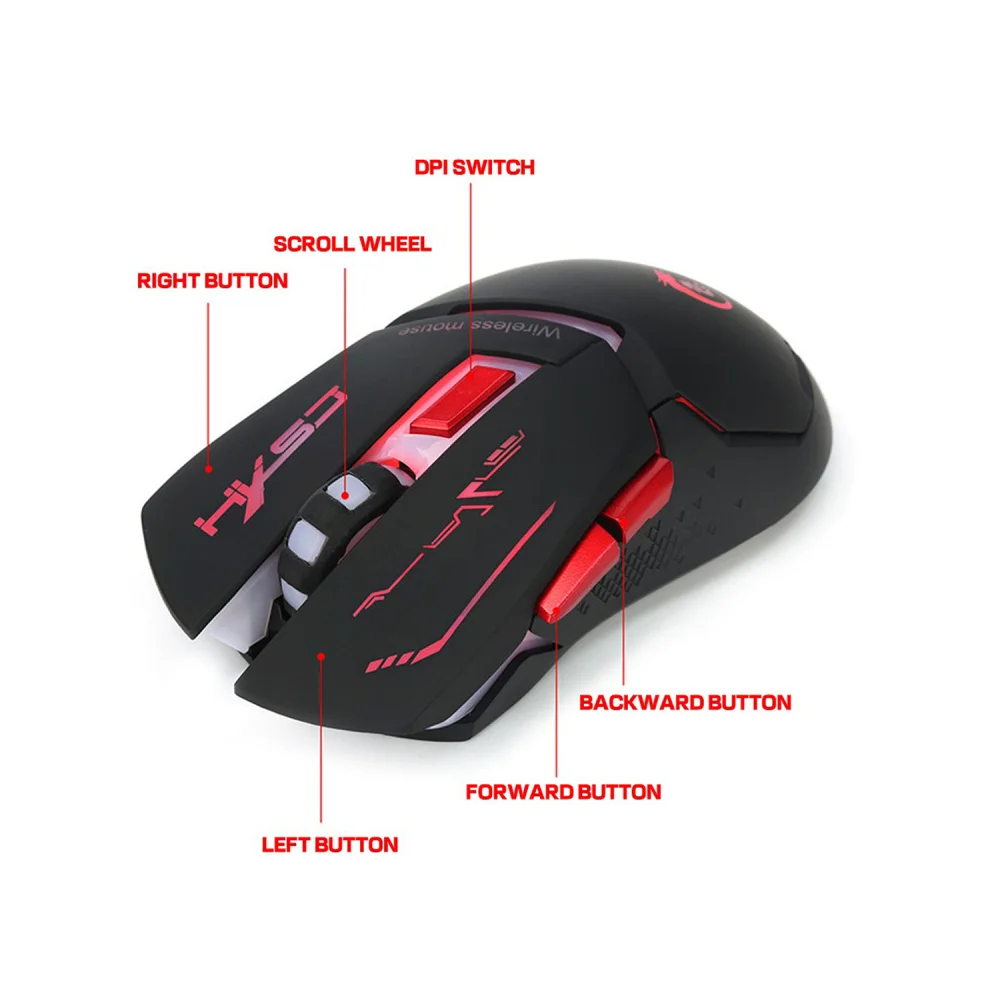 HXSJ X30 новая USB зарядка цветная Люминесцентная игровая мышь 2400DPI Съемная