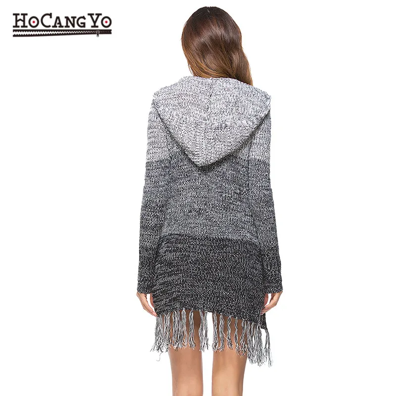 HCYO Spring Women's Clothing Long Cardigan Sweaters Large Size Hooded Knitted Cardigans Ladies Loose Casual Tassel Sweater Coat |