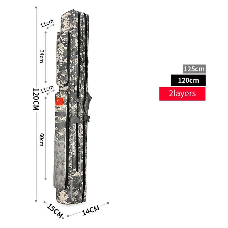 2 Layer 120cm 2/3 слой 80/90/100/110/120/125 см рыбацкая сумка из ткани Оксфорд для рыболовной удочки сумка для рыболовных снастей, сумки для путешествий, сумки для XA86G - Цвет: 2 Layer 120cm