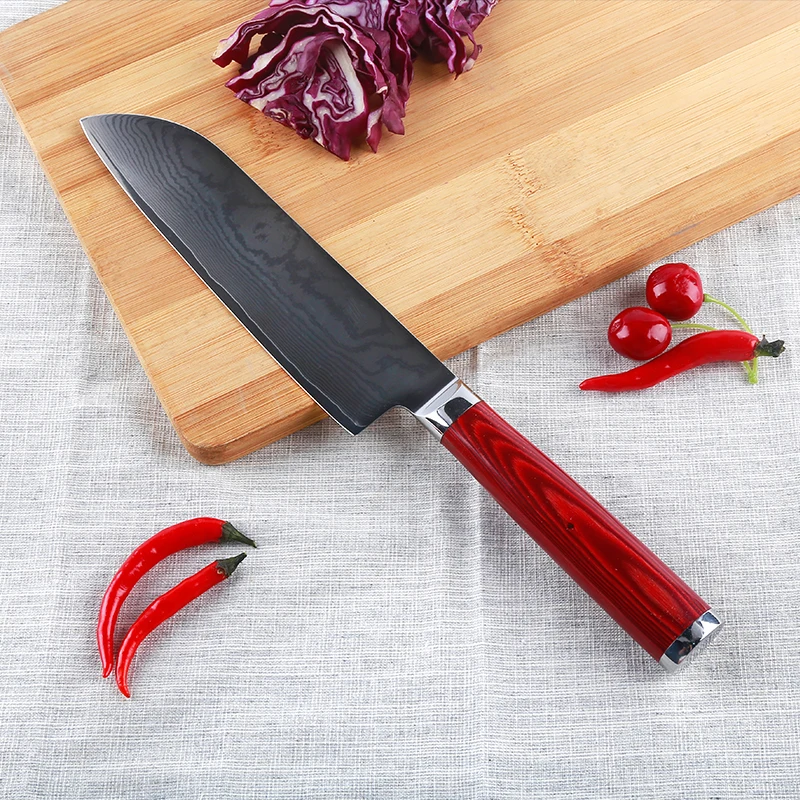 Нож шеф повара FINDKING кухонный нож из дамасской стали с деревянной ручкой 7 дюймов 67