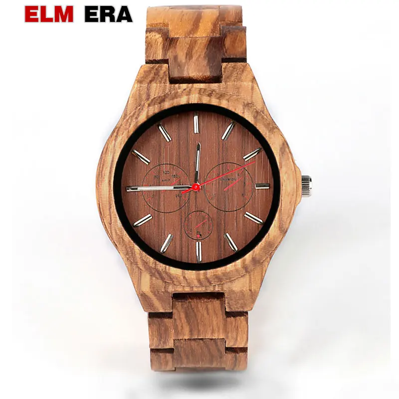

ELMERA Relogio masculino Wood Watch Men erkek kol saati Handmade simplicity Quartz Watches Wood Accept Logo Drop Shipping