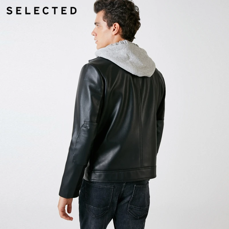 SELECTED long sleeve winter leisure removable cap men's PU jacket coat S | 4183P3511 Мужская одежда