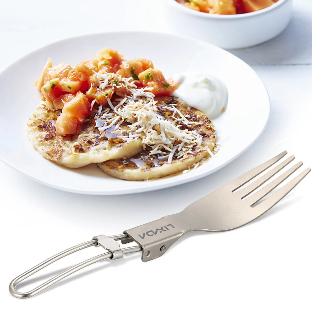 

Lixada Titanium Folding Spork Outdoor Cookware Spork Titanium Flatware Lightweight Handle Picnic Camping Travel Tableware
