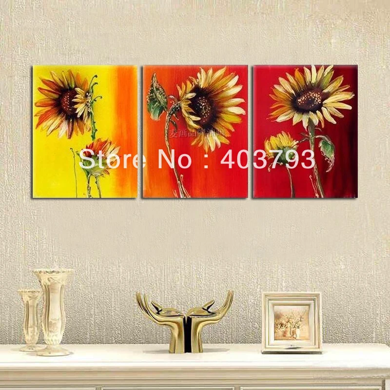 MODERN ABSTRACT HUGE LARGE CANVAS ART OIL PAINTING  sun flower beautiful  for living  room free shipping