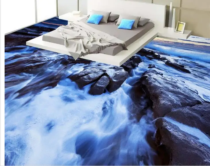 3d Пол обои для ванной водонепроницаемый Рок пейзаж ПВХ пол живопись обои|floor