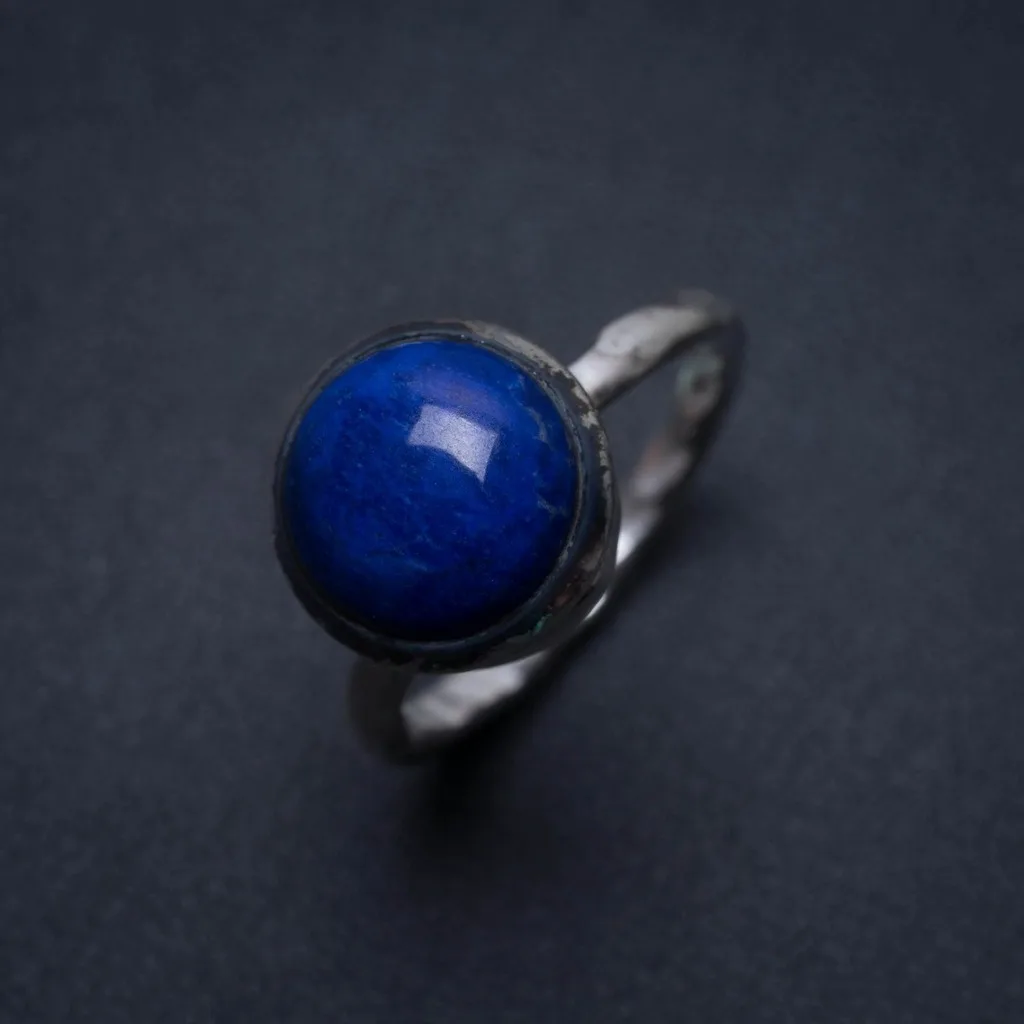 

Natural Lapis Lazuli Handmade Unique 925 Sterling Silver Ring, US Size 7 S2423