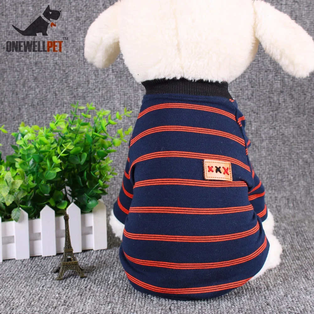 

Бренд Onewellpet, Высококачественная хлопковая толстовка в полоску с капюшоном, украшенная тремя X и размером от XS до XXL для Тедди и других домашн...
