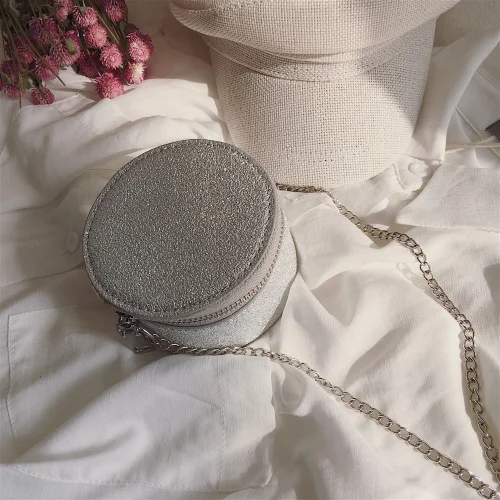 Silver Round Милые мини-сумки через плечо из искусственной кожи для женщин, круглые квадратные сумки-мессенджеры на плечо, женские кошельки и сумочки для телефона - Цвет: Silver Round