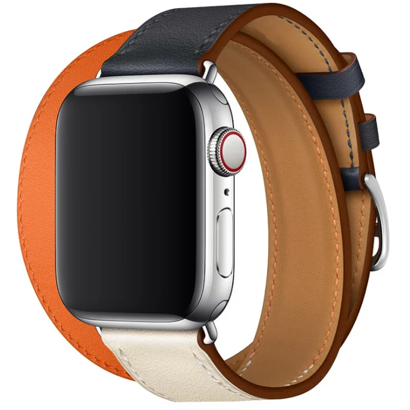 Craie Orange Для Apple Watch Series 4 ремешок из натуральной кожи двойной тур часы ремешок для Apple Series 1 2 3 iWatch часы браслет 40 мм 44 мм - Цвет ремешка: Craie Orange