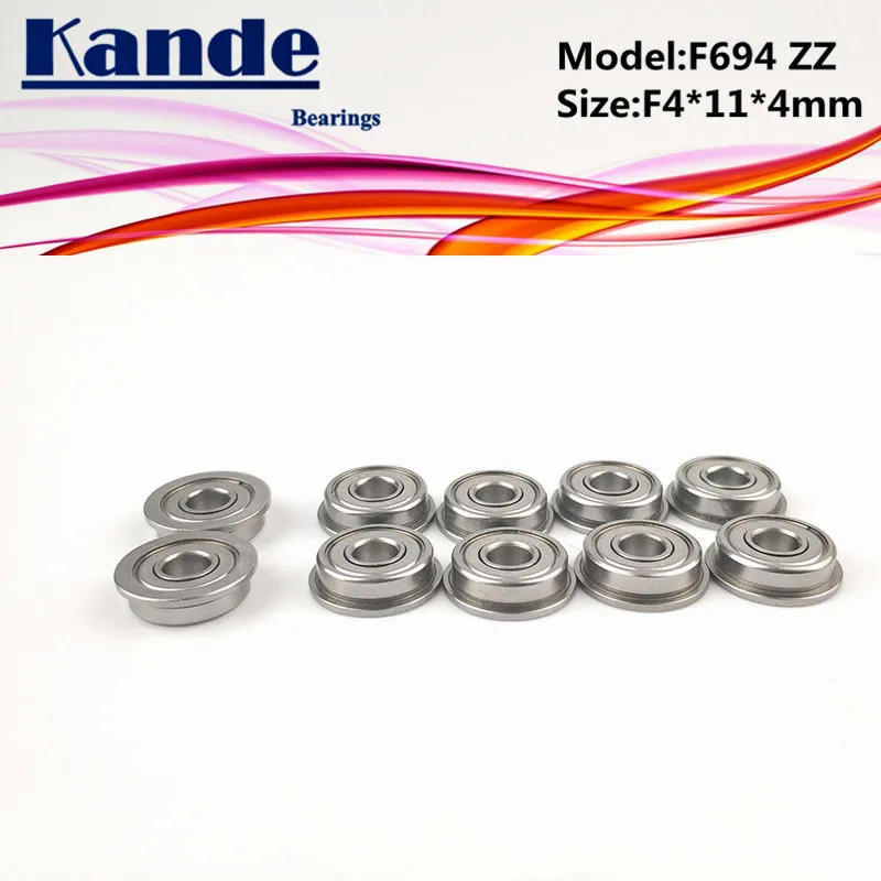 Kande подшипники F694ZZ 10 шт. ABEC-1 F694 ZZ F694-2Z миниатюрный глубокий шаровой подшипник F4 * 11*4
