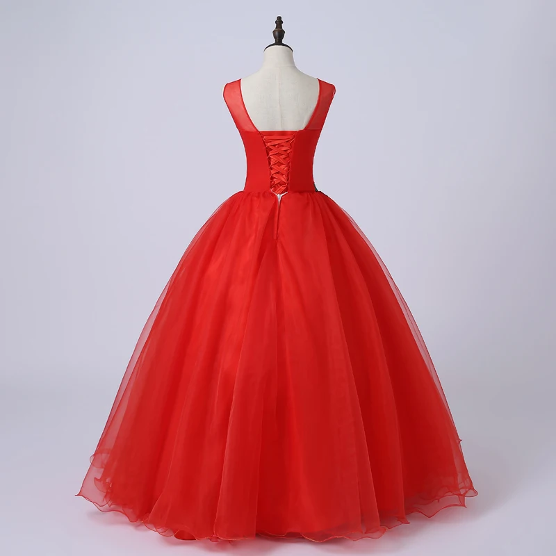 Quinceanera/красное роскошное бальное платье с цветочной вышивкой яркие цвета