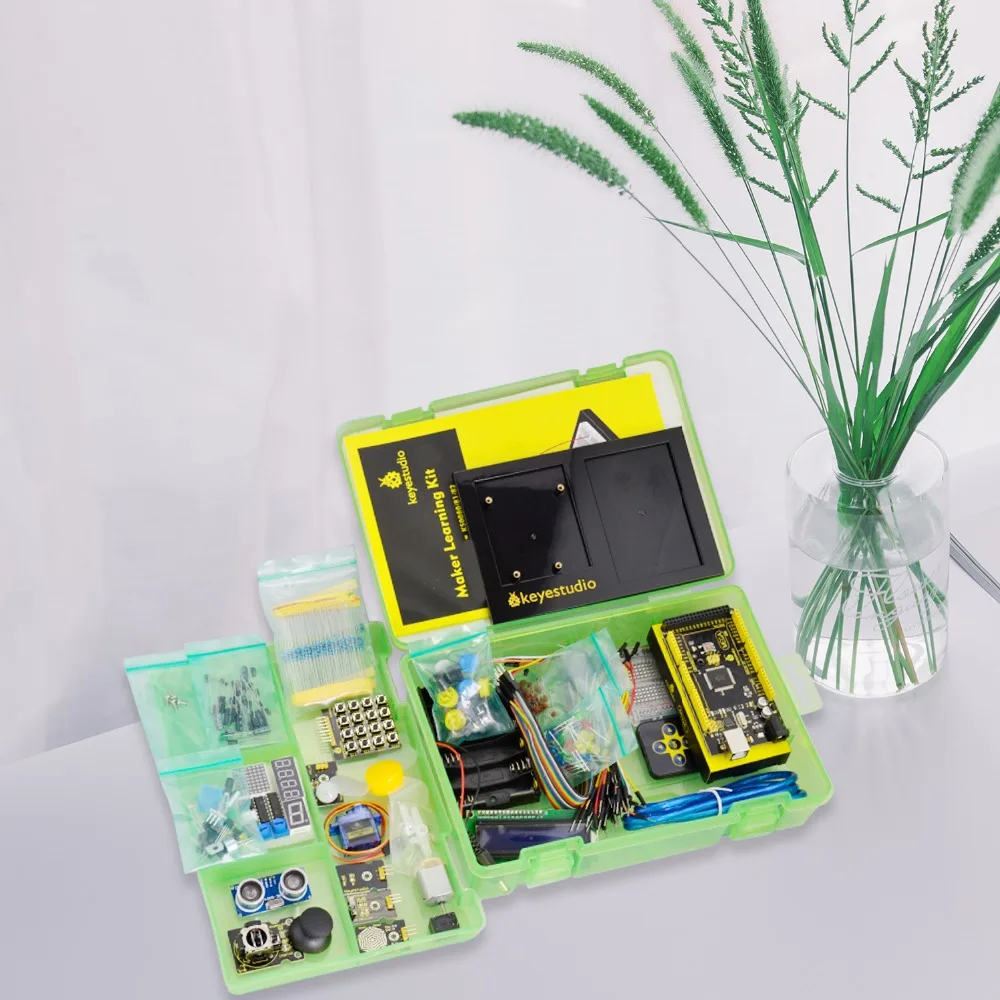 Стартовый набор Keyestudio Maker(MEGA 2560 R3) для проекта Arduino с подарочной коробкой+ Руководство пользователя+ 1602LCD+ шасси+ PDF(онлайн)+ 35 проект+ видео