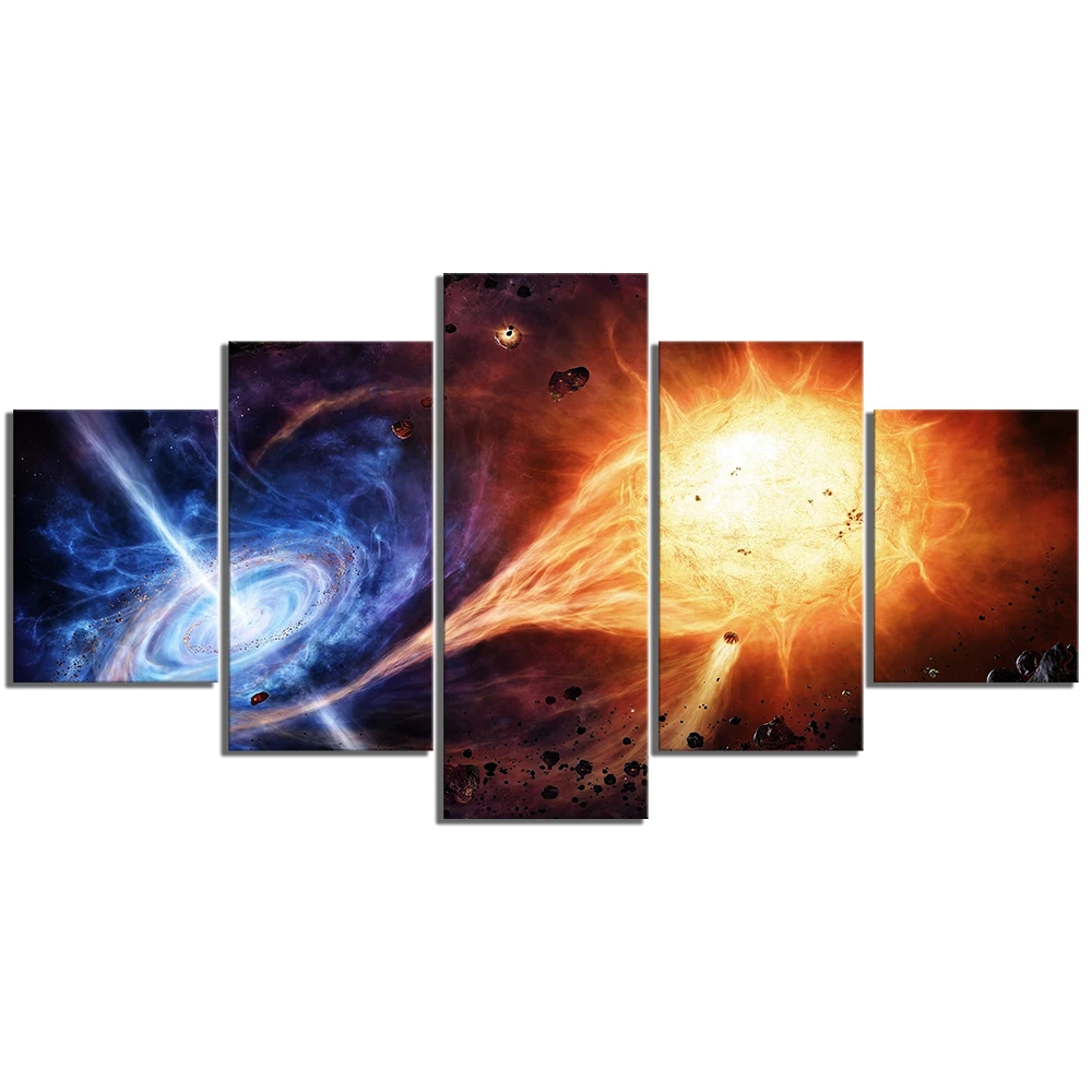 5 Piece Outer Space Fantasy Art HD Picture Black Hole Poster Decorative Paintings Canvas for Home Decor Wall | Дом и сад