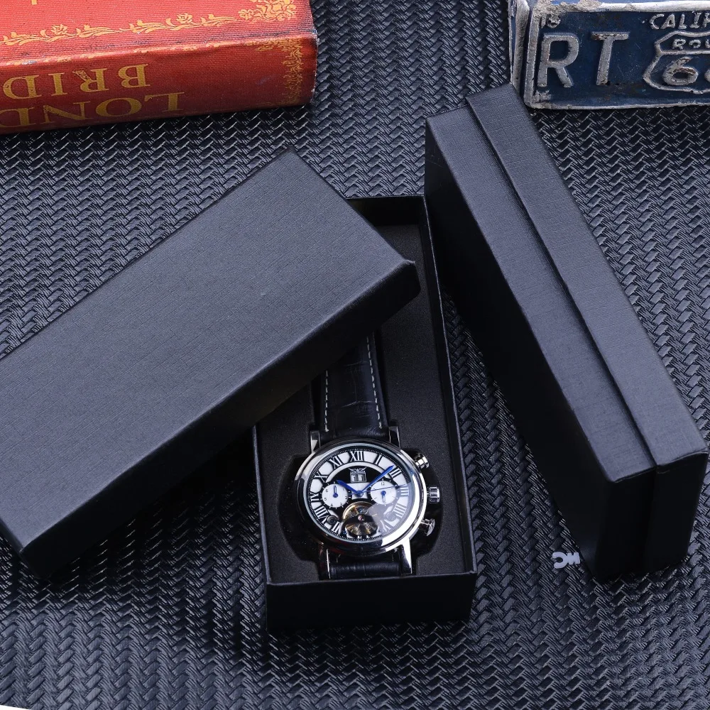

Jaragar Automatic Mechanical Watch Mens Genuine Leather Calendar Display Roman Tourbillion Watches Top Brand Luxury Montre Homme