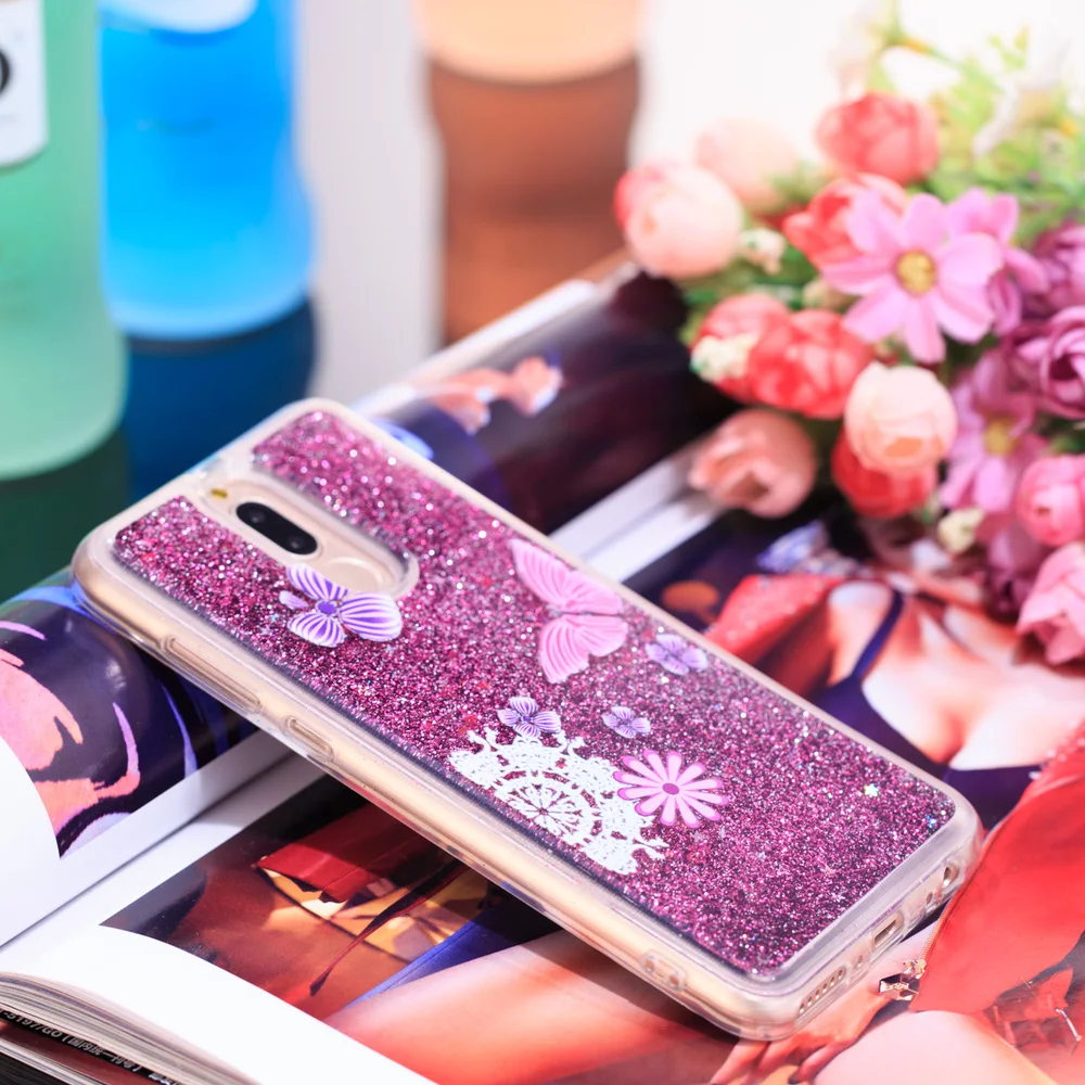 Чехол-бампер для Huawei Nova 2i Mate 10 Lite милый блестящий чехол с жидкостью и зыбучим