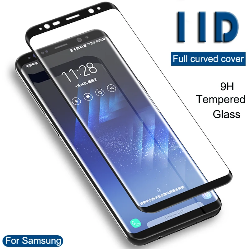 

Tempered Glass Film For Samsung Galaxy S9 S8 Plus S7 S6 Edge 11D Full Curved Screen Protector For Samsung Note 8 9 S8 S9 Glass