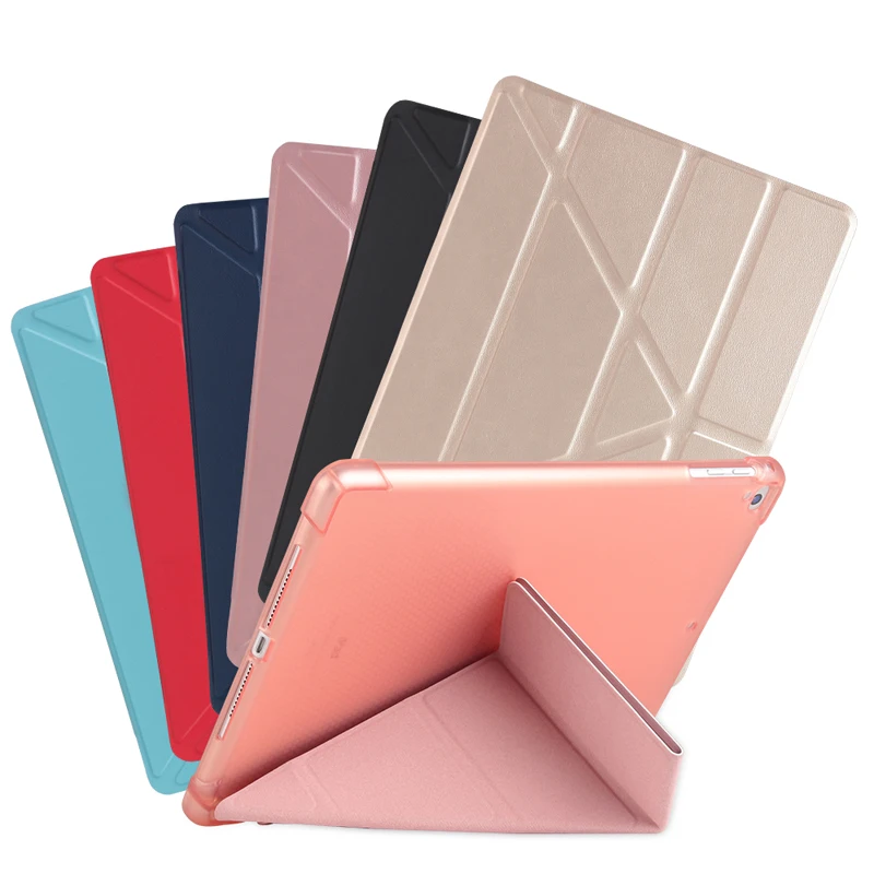 Universal Simple Silicon Clear Back Shell Leather Case for iPad 9.7 inch 2018 Foldable Stand Smart Cover With Pen Tray | Компьютеры и