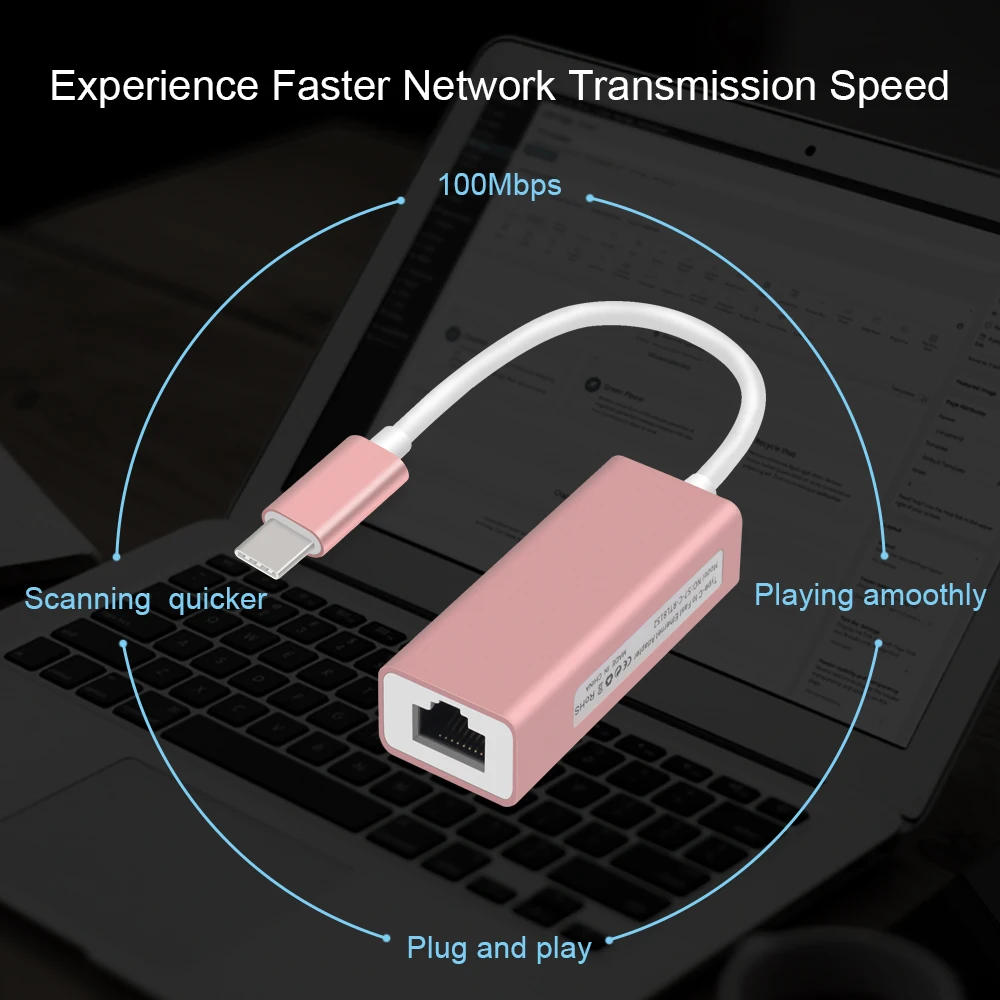 USB C Ethernet алюминиевая сетевая карта Type к Rj45 RTS8152 для MacBook Pro Chromebook Pixel Ethernet|network card|usb