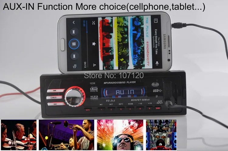 Автомобильный радиоприемник стерео MP3 плеер 12 В FM USB SD карта 1 Din 5 зарядное