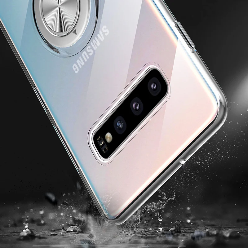For Samsung Galaxy S10 S9 S8 Plus Magnetic Ring Transparent Soft Silicone Phone Cover Case Note 8 9 S10e Coqa | Мобильные телефоны