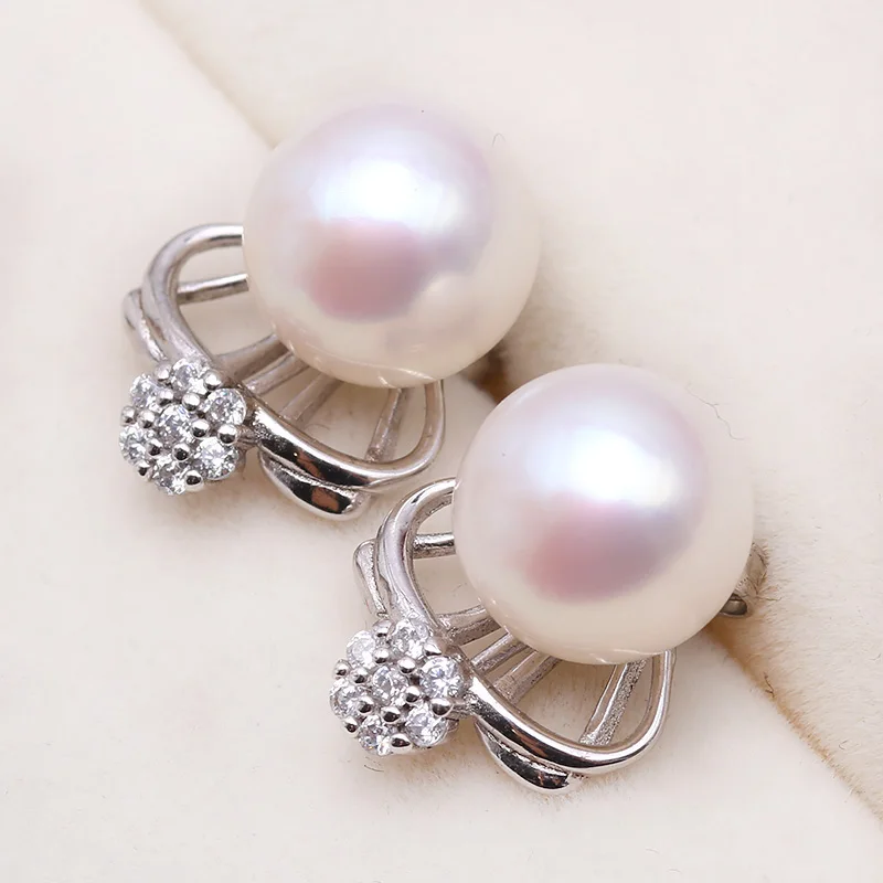 JYX Exquisite 9.5mm White Freshwater Pearl Stud Earrings in Sterling Silver | Украшения и аксессуары