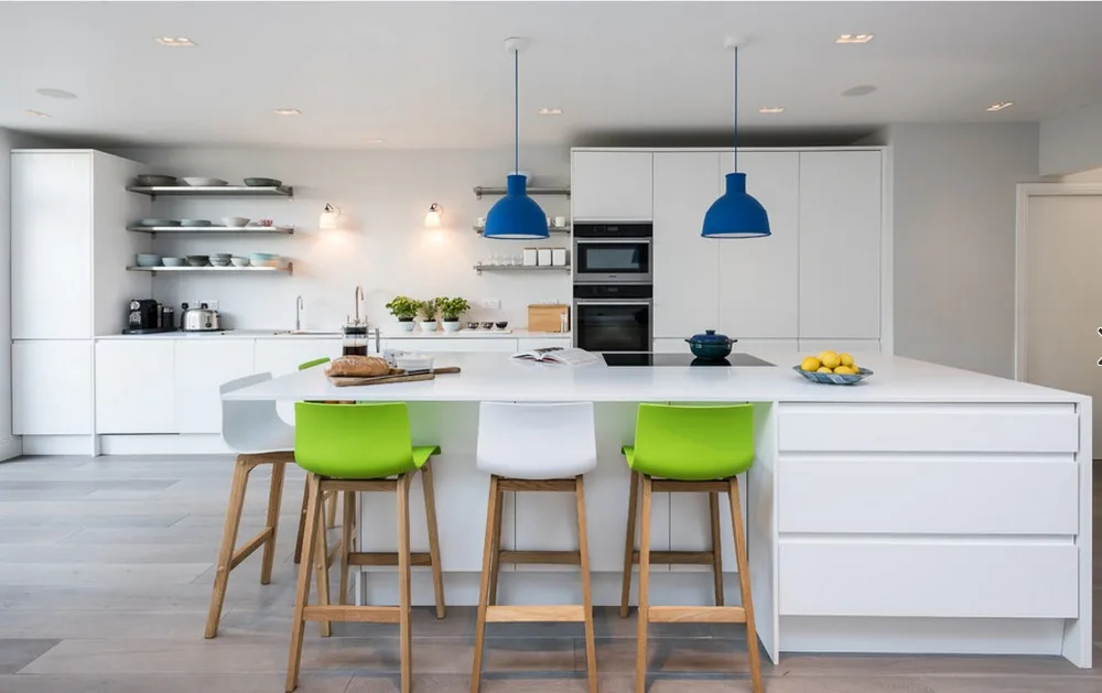 2017 Современная Глянцевая белая Лаковая кухонная мебель под заказ модульные