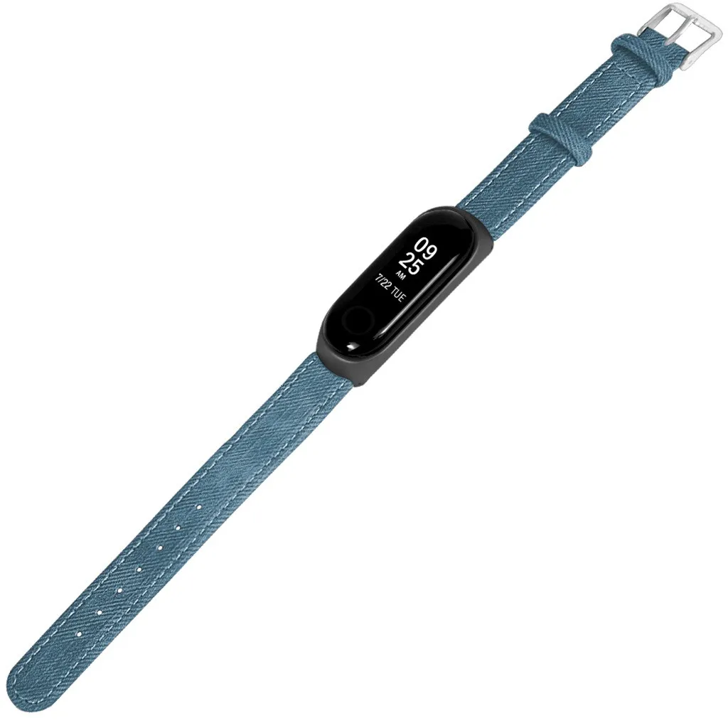 Браслет Correa Mi Band 4 для Xiaomi синий джинсовый браслет металлический корпус ремешок