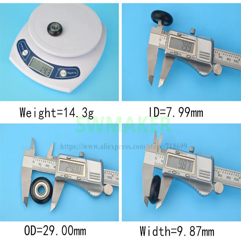 SWMAKER 8*29*10 мм нейлон POM с подшипником из стали 608ZZ ролик маленькая втулка