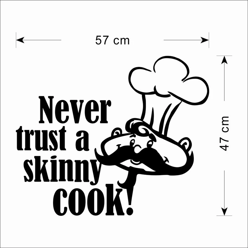 

never trust a skinny cook vinyl wall art decals letters kitchen room indoor decor diy removable stickers decoration