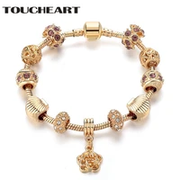 toucheart gold plating bracelets crystal charms bracelet shell beads bracelets for diy jewelry luxury brand bracelets sbr170113