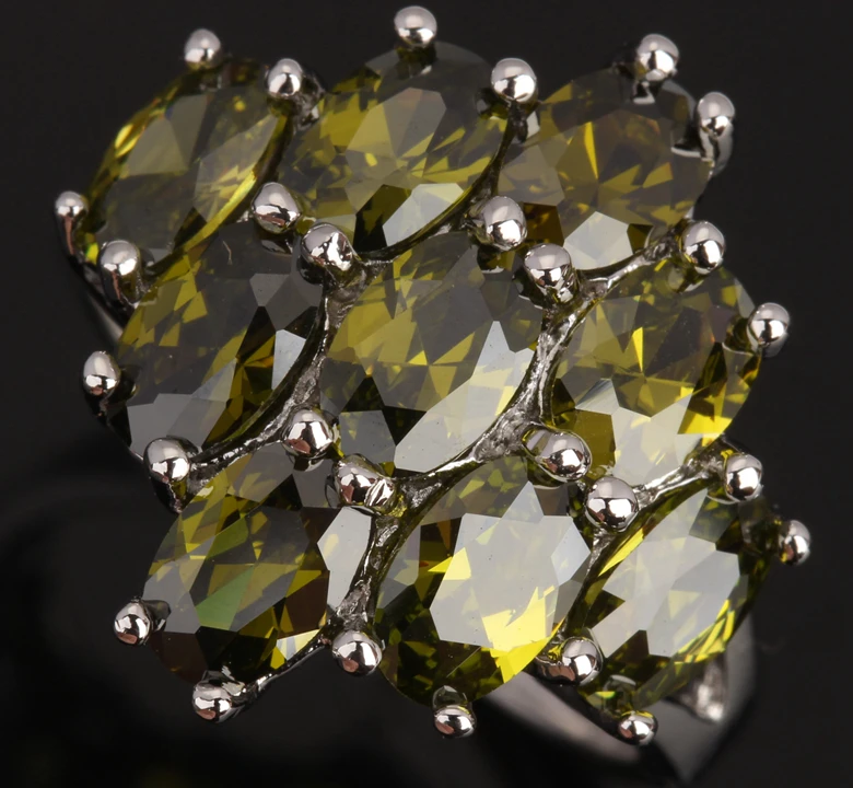 Ценные зеленый с Перидотом 925 пробы серебро Для женщин Jewelry Кольцо Размеры 6/7/8/9