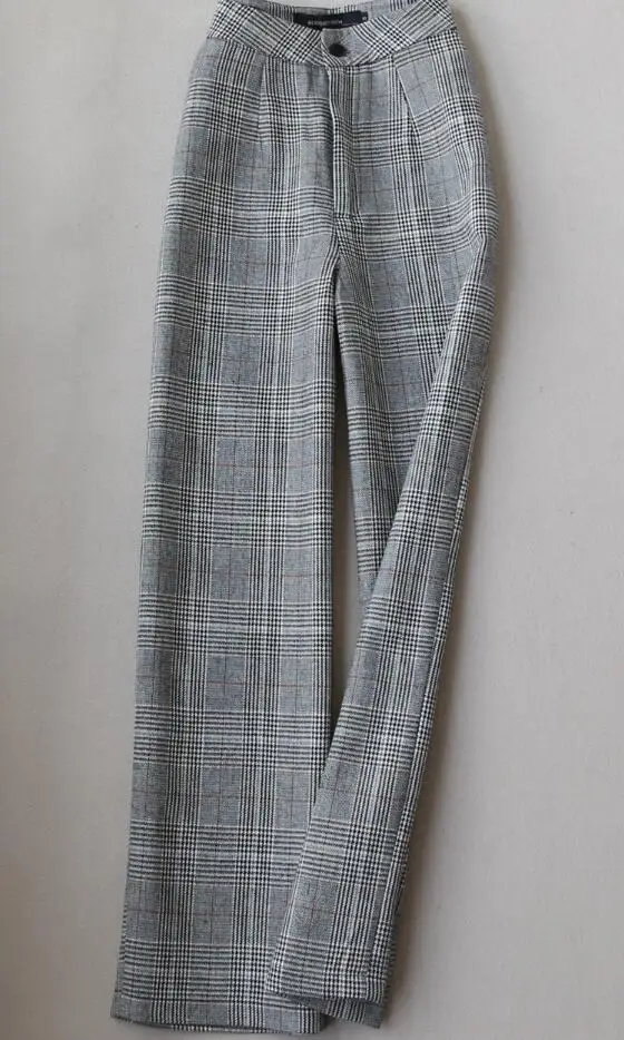 Fashion office lady suits plaid suit 2 Piece Sets woolen Blazer + wide leg Pant
